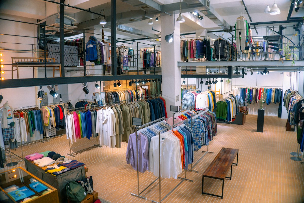 Clothing racks in a shop